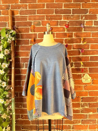 OOAK Autumn Collection - Upcycled Flower Patch Patchwork Poncho Style Top 🌼