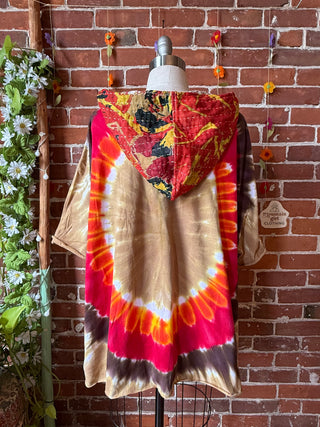 OOAK Summer Collection- Upcycled Grateful Dead Tie Dye Kantha Pullover Hoodie