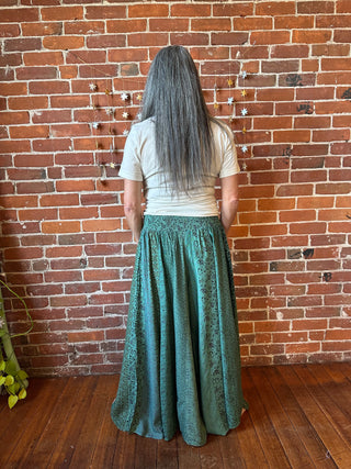 Aurora Flowy Patchwork Wide Leg Palazzo Pants - Earthy Greens