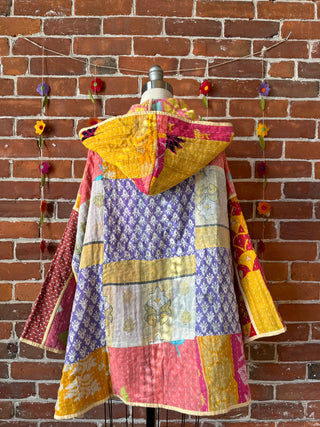 Willow Reversible Kantha Hooded Patchwork Jacket