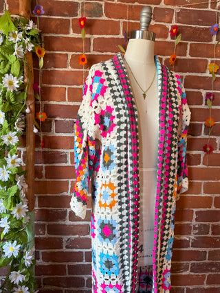 Grateful Dead Inpsired Crochet Granny Square Cardigan