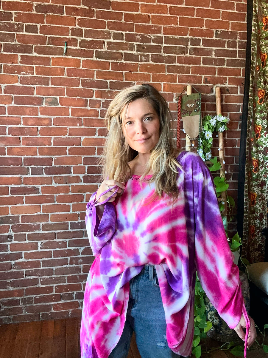 Free Size up to 2X - Wilder Flowy Top - Pink / Purple