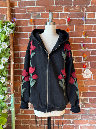 OOAK Autumn Collection Grateful Dead Inspired Artisan Bloom Floral Zip Up Hoodie