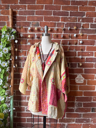 OOAK Winter Collection - Upcycled Red Hot Chili Peppers Inspired Vintage Kantha Jacket