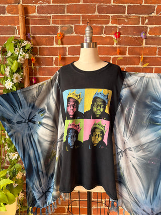 OOAK Autumn Collection- Upcycled Notorious BIG Inspired Tie Dye Poncho Tee