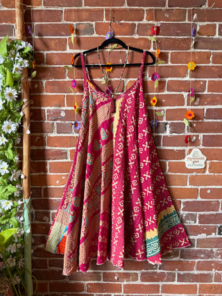 Coffee In The Morning Midi Kantha Summer Dress With Pockets - Fits up to 2X