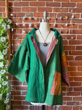 OOAK Winter Collection - Upcycled Smashing Pumpkins Vintage Kantha Jacket