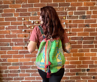 Mystery Print Patchwork Kantha Backpack