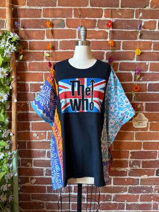 OOAK Summer Collection- Upcycled The Who Inspired Vintage Kantha Poncho Tee
