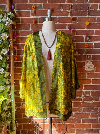 Autumn Moon Silky Flowy Kimono - Fair Trade Made - Final Sale