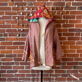 Willow Reversible Kantha Hooded Patchwork Jacket