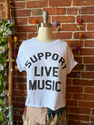 Support Live Music Cropped Tee - Available in Black or White