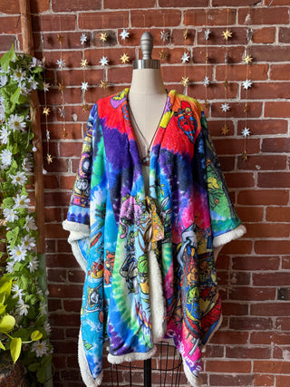 OOAK Autumn Collection - Upcycled Grateful Dead Inspired Poncho Wearable Blanket