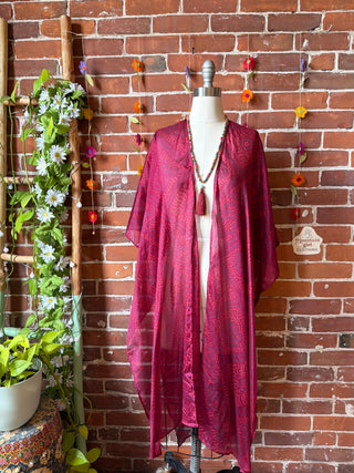 Summer Dreams 100% Silk Poncho Robe- Fair Trade Made