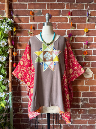 OOAK Autumn Collection- Upcycled  Poncho Tee