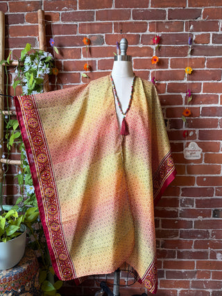 Summer Dreams 100% Silk Poncho Robe- Fair Trade Made