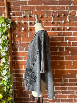 OOAK Winter Collection - Upcycled Kantha Peace Sign Patchwork Poncho Style Top 🌼