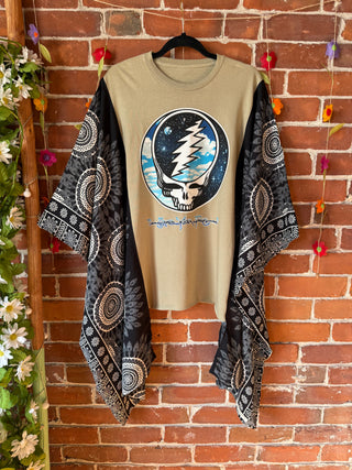 OOAK Autumn Collection - Upcycled Grateful Dead Inspired Hi Lo Poncho Top