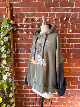 OOAK Autumn Collection- Size Large Upcycled Sublime Patchwork Detail Hoodie