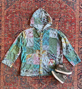 Blue Meadow Patchwork Hoodie Hooded Jacket