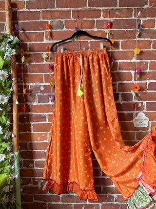 Festival Drift Wide Leg Recycled Sari Lounge Pants - Free Size - Fair Trade Made
