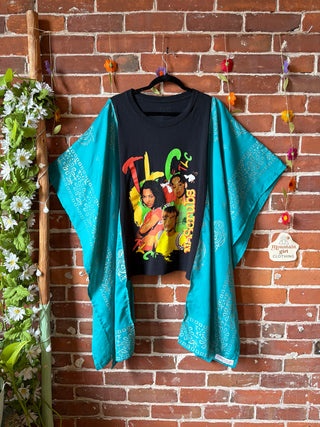 OOAK Summer Collection- Upcycled TLC Inspired Block Print Hi Lo Hybird Poncho