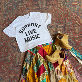 Support Live Music Cropped Tee - Available in Black or White