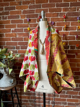 Mystery Print Gemini Kantha Cocoon Shawl