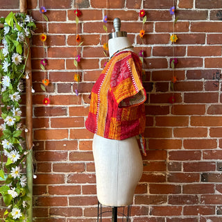 Nova Kantha Short Sleeve Wrap Top