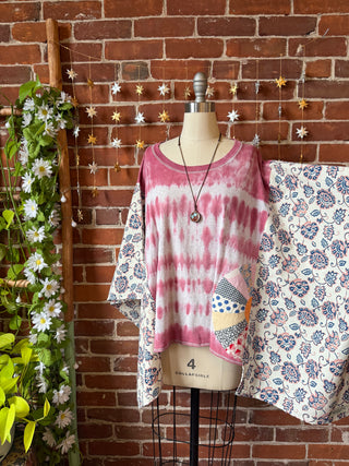 OOAK Autumn Collection - Upcycled Tie Dye Flowy Patchwork Poncho Top