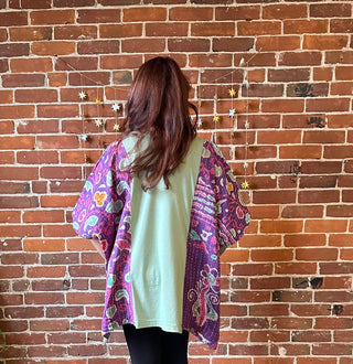 Upcycled Willie Nelson Inspired Kantha Poncho Top