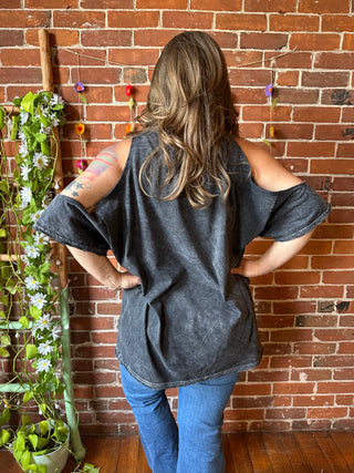 Upcycled Grateful Dead Inspired Cold Shoulder Oversized Tee Top