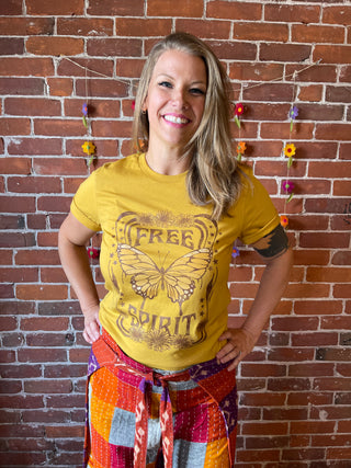 Free Spirit Butterfly TShirt - Golden Yellow