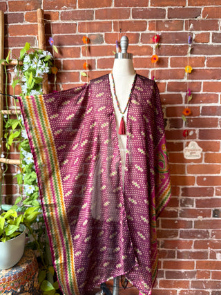 Summer Dreams 100% Silk Poncho Robe- Fair Trade Made