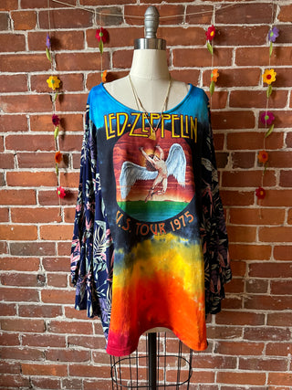 Led Zeppelin Inspired Botanical Flowy Bell Sleeve Tie Dye Top - LIMITED RELEASE