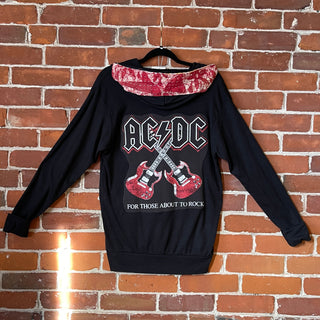 Size Small/Medium Upcycled AC/DC Hoodie