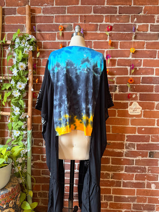 Led Zeppelin Inspired Tie Dye Hybrid Black Embroidered Hi Lo Top
