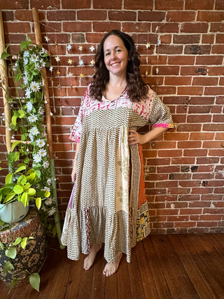 Coffee In The Morning Kantha Dress - Fits up to 3X