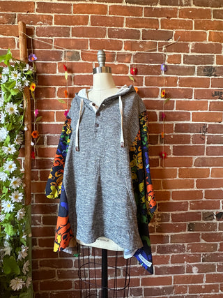 OOAK Autumn Collection- Upcycled Grateful Dead Inspired Hoodie Sweatshirt Poncho