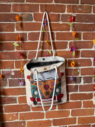 Peace Hippie Flower Bus Tote Bag - Fair Trade Made