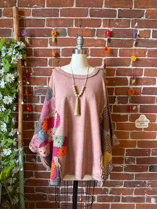 OOAK Summer Collection - Upcycled Flower Patch Patchwork Poncho Style Top 🌼