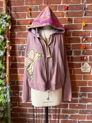 OOAK Summer Collection- Upcycled Butterfly Grateful Dead Inspired Hoodie  - Size XL