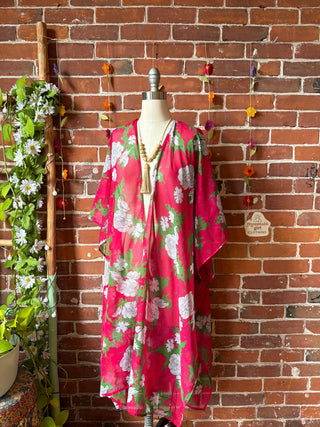 Summer Dreams 100% Silk Poncho Robe- Fair Trade Made