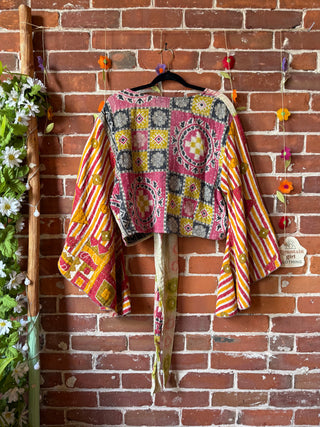 Nova Kantha Bell Sleeve Reversible Wrap Top - 100% Cotton - Fair Trade Made