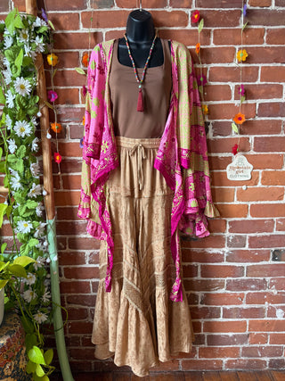 Plus Nova Upcycled Sari Cropped Wrap Top- 100% Silk- Fair Trade Made