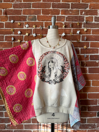 Upcycled Stevie Nicks Kantha Poncho Sweatshirt