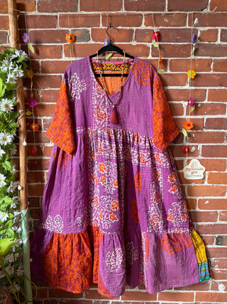 Coffee In The Morning Kantha Dress - Fits up to 3X