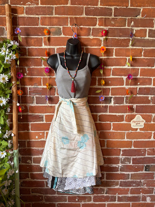 Size Small-Large Reversible Upcycled Sari Silky Wrap Skirt - Fair Trade Made