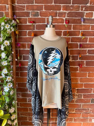 OOAK Autumn Collection - Upcycled Grateful Dead Inspired Hi Lo Poncho Top