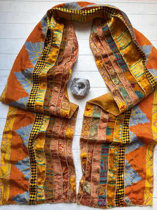 OOAK Summer Collection- Upcycled Seven Panel 100% Silk Sari Scarf - Fair Trade Made